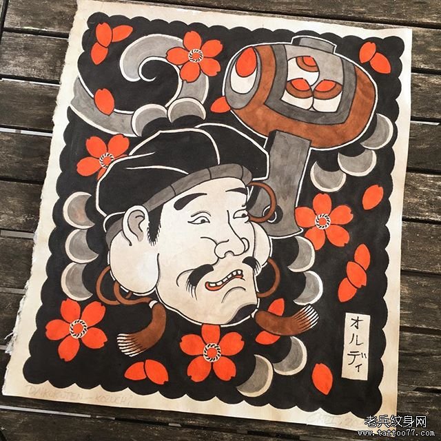  日式福锤纹身图案