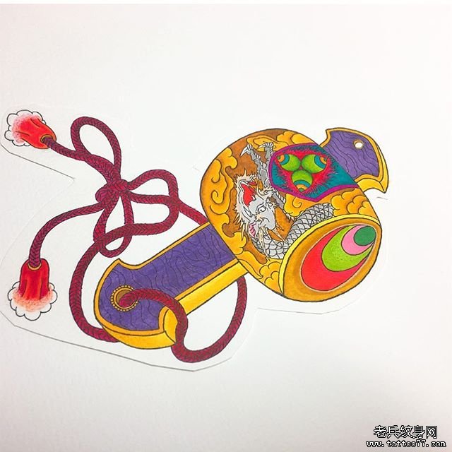 色彩福锤龙纹身手稿