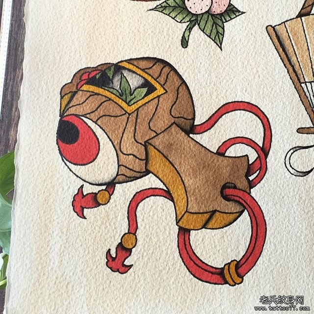 色彩树叶福锤纹身