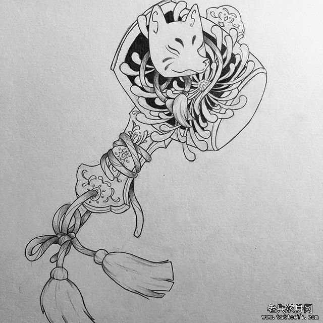 日式福锤面具纹身