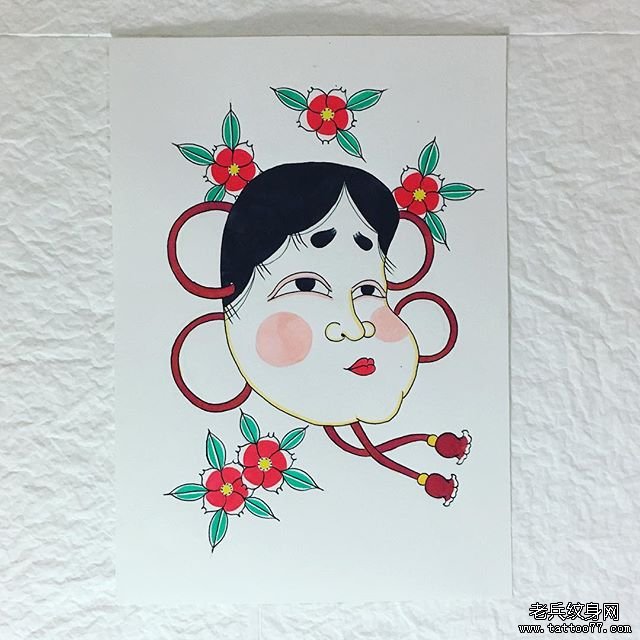 日式多福樱花纹身