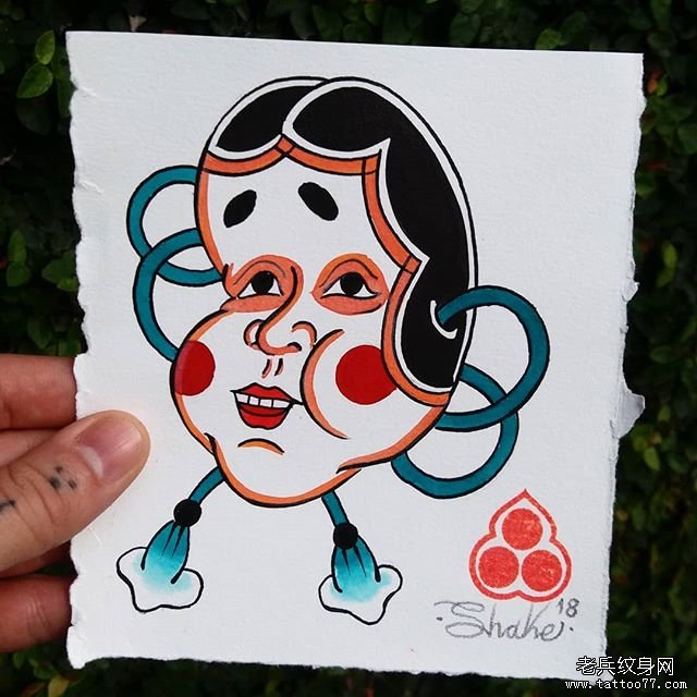色彩多福纹身手稿