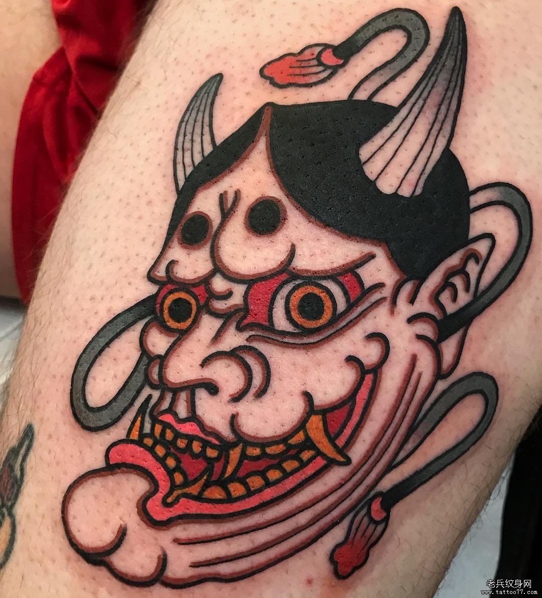 色彩school般若大腿纹身