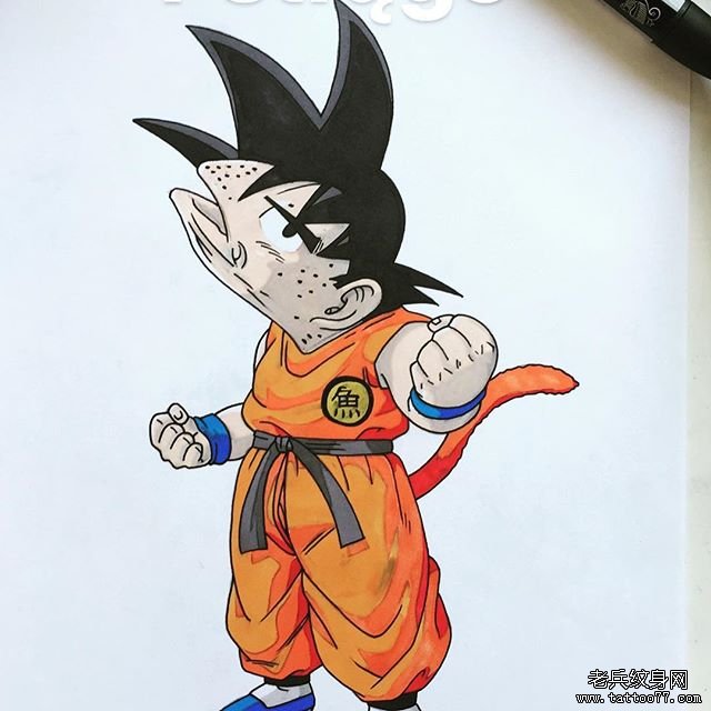 卡通悟空纹身手稿