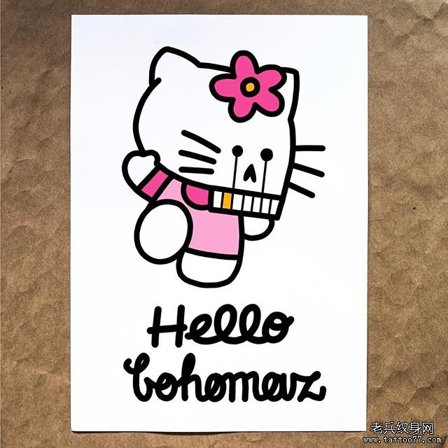 色彩猫咪纹身手稿