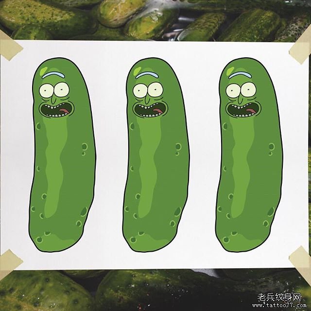 卡通黄瓜纹身手稿