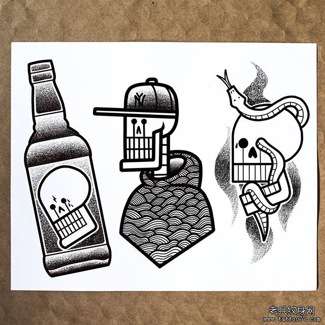 简笔画骷髅小图集纹身
