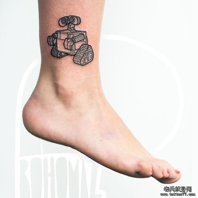 脚踝简笔画机器人纹身