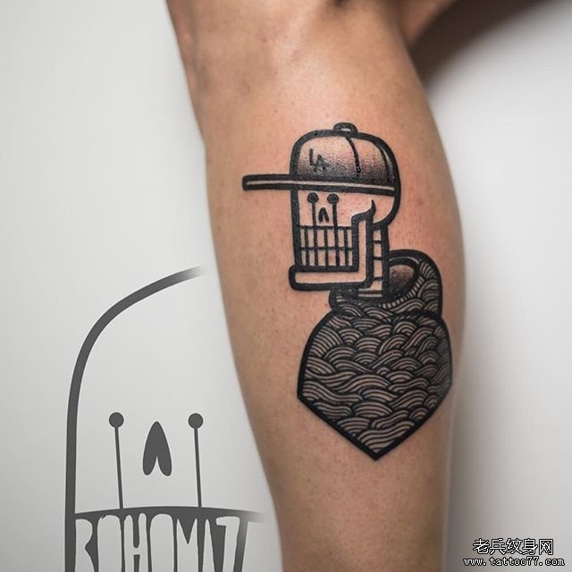 手臂简笔画骷髅纹身