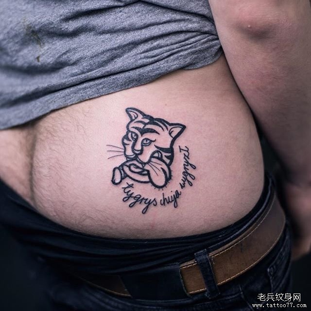 臀部简笔画老虎纹身
