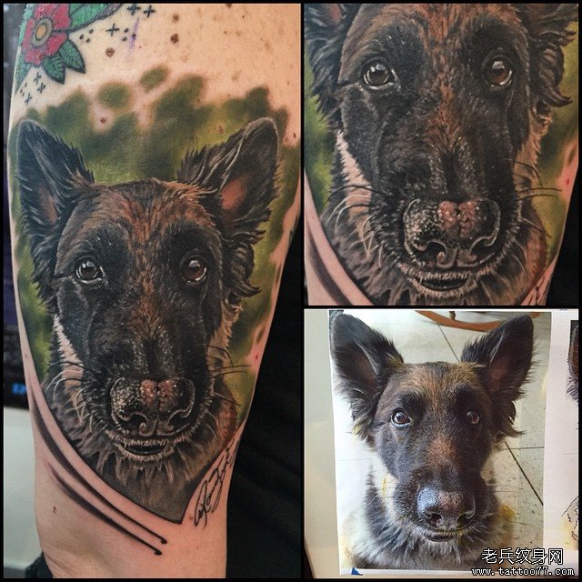 写实狗狗纹身图案