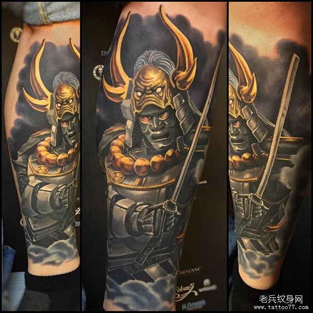 写实鬼武士纹身图案