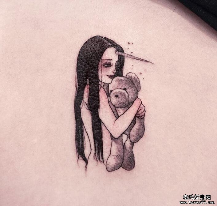 个性女孩熊小清新纹身图案