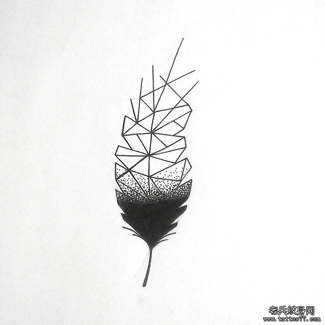 点刺几何树叶文身手稿