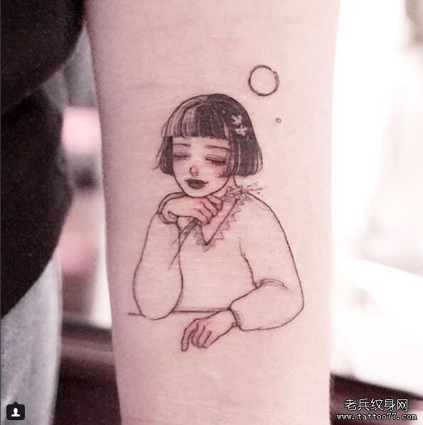 手臂小清新女孩文身
