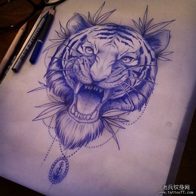 school老虎纹身手稿