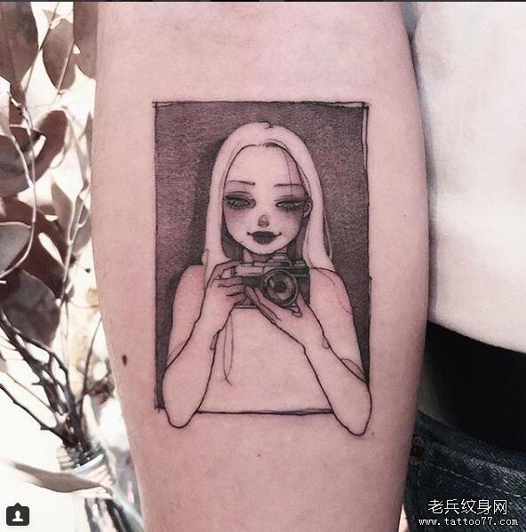 手臂小清新女孩纹身