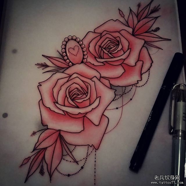 玫瑰纹身手稿
