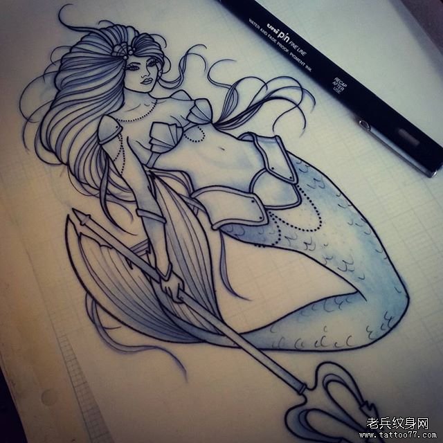 美人鱼纹身手稿