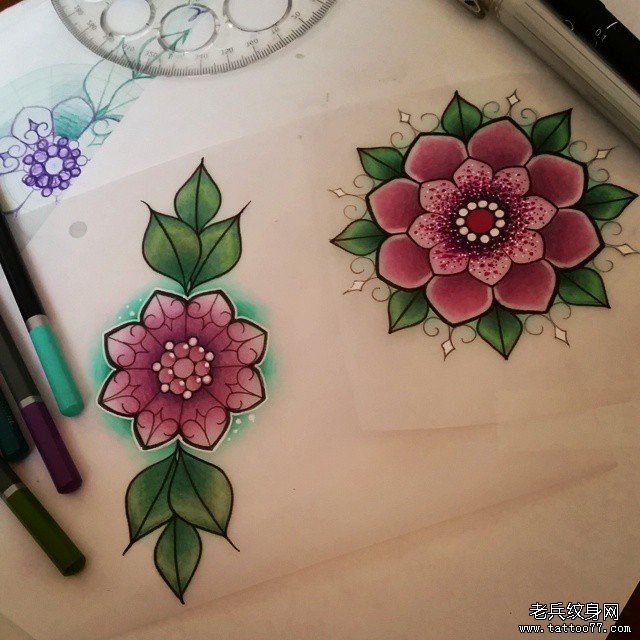 樱花纹身手稿