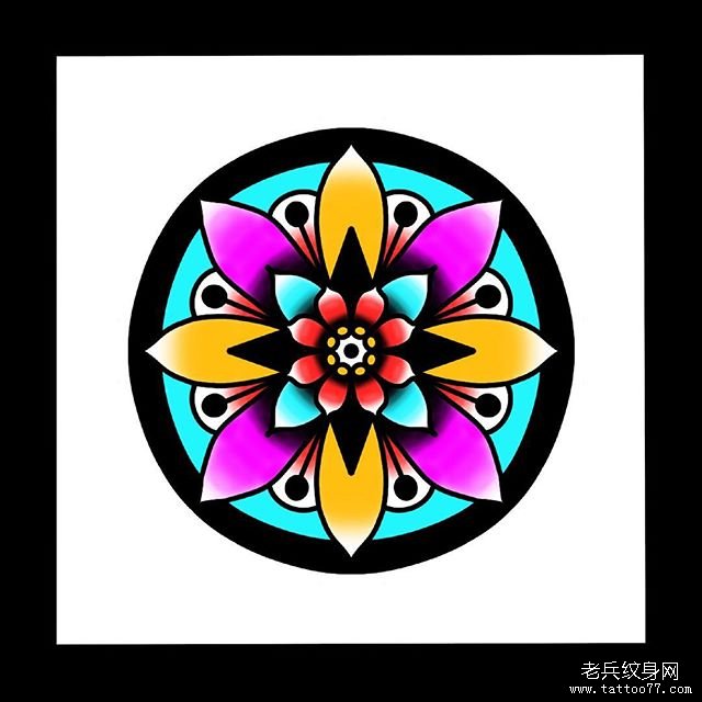 个性彩色梵花纹身手稿