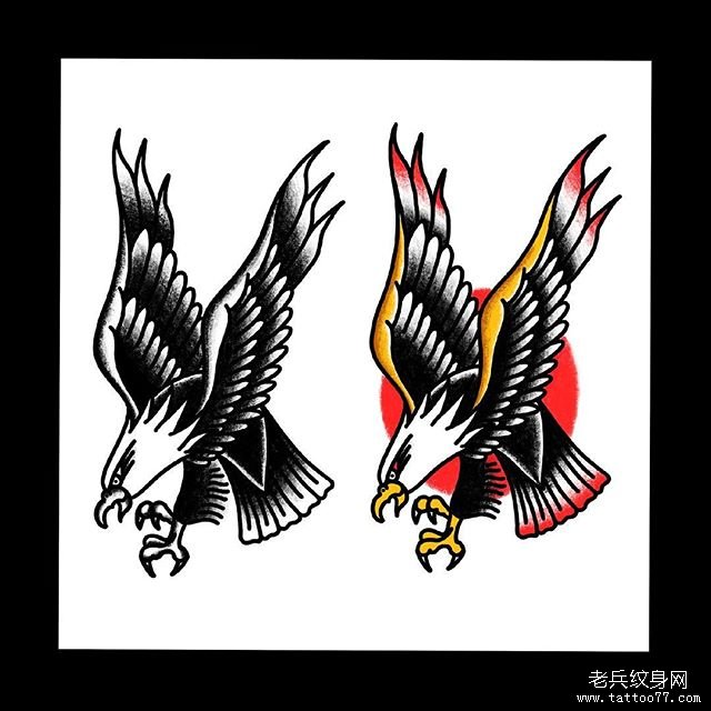 个性school老鹰纹身图案
