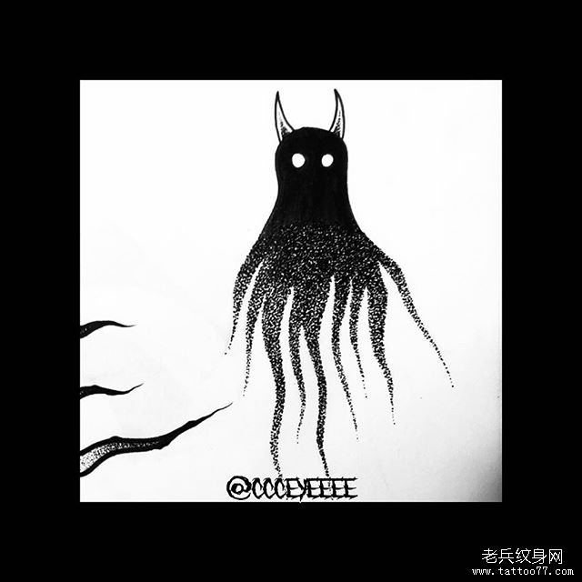 个性点刺鬼魂纹身手稿