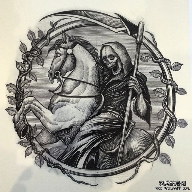 骷髅马纹身手稿