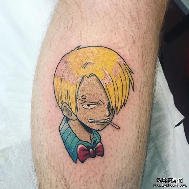 小腿色彩香吉士纹身