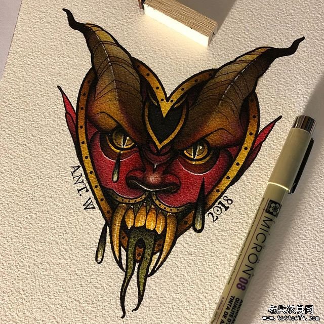 爱心恶魔纹身图案
