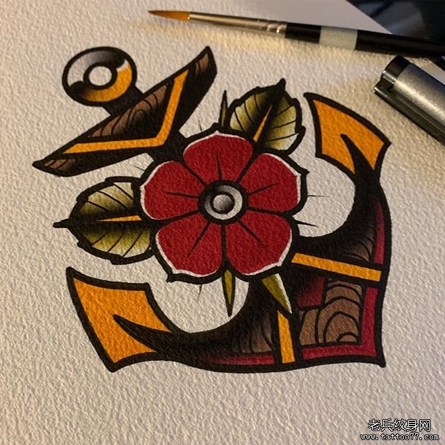 school船锚纹身图案