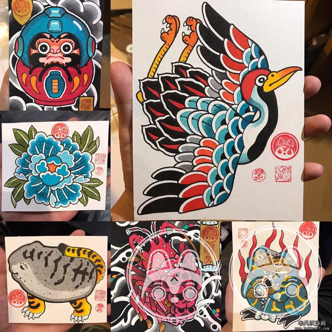 日式传统达摩纹身手稿