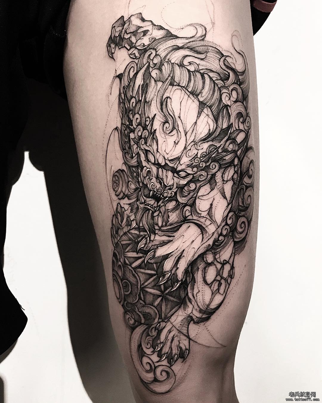 大腿 唐狮tattoo