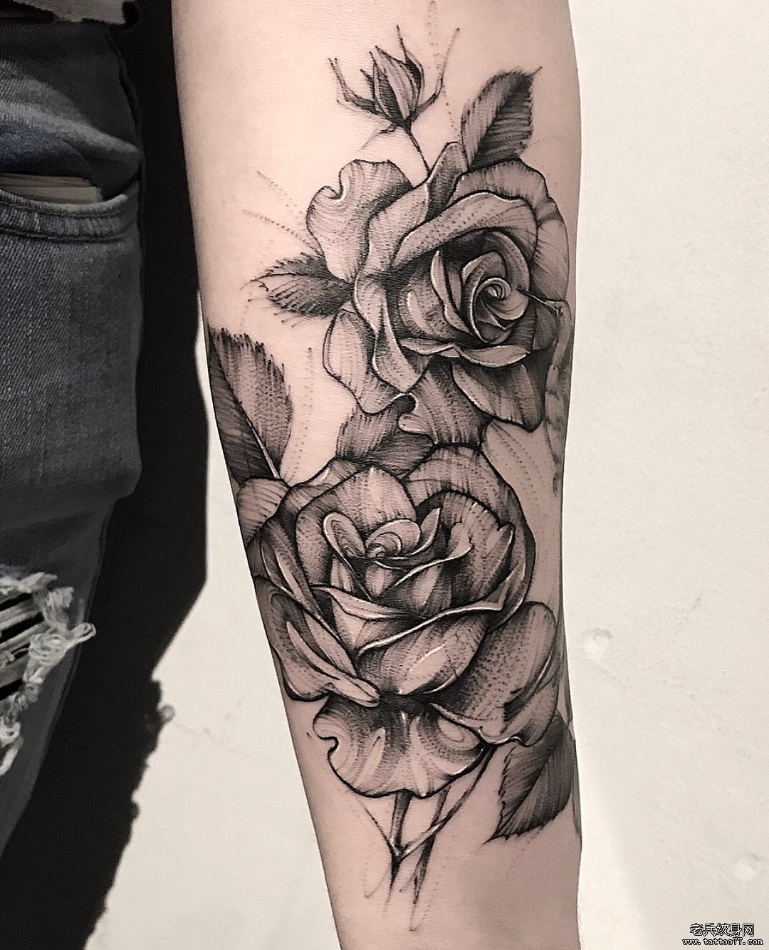 玫瑰花 小鸟纹身