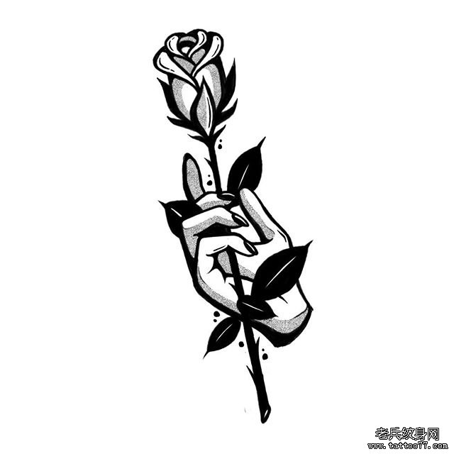 个性手玫瑰纹身手稿