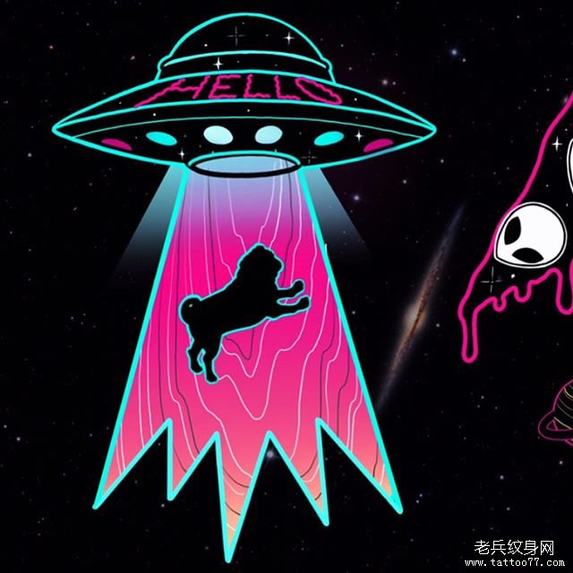 个性飞船纹身手稿