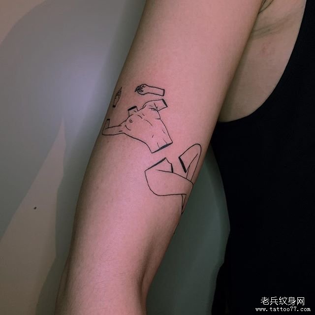 手臂肢解身体个性纹身图案