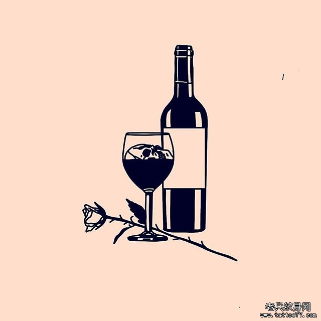 个性酒瓶纹身手稿