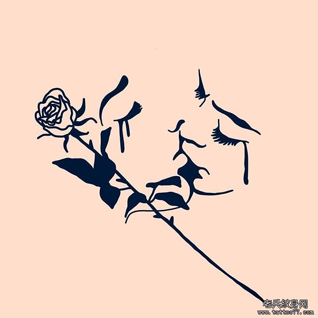 个性人花纹身手稿