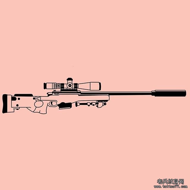 个性机关枪纹身手稿