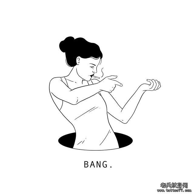 个性女郎纹身手稿