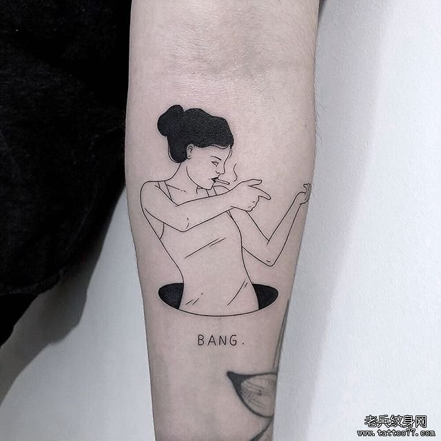 个性简笔女孩纹身
