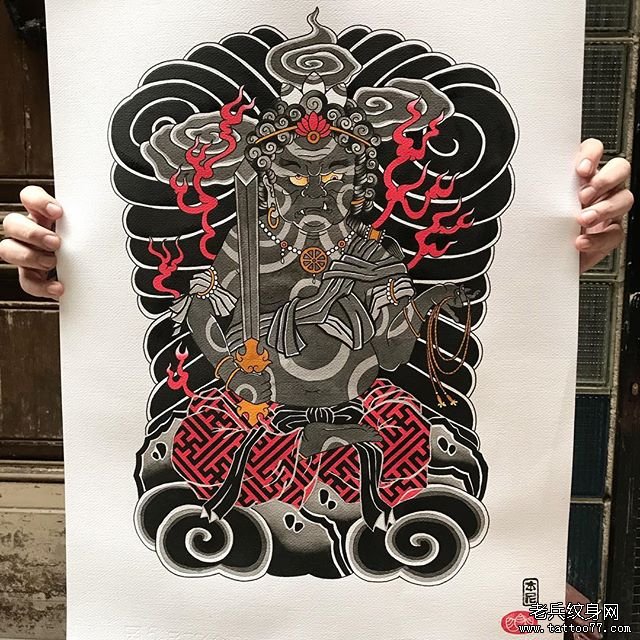 满背不动明王纹身手稿