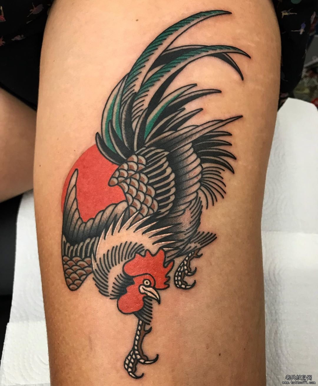 色彩鸡纹身