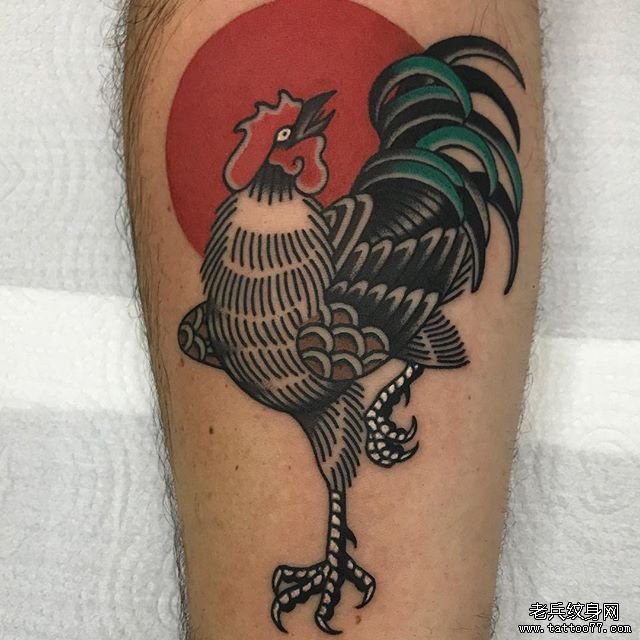 小腿公鸡纹身