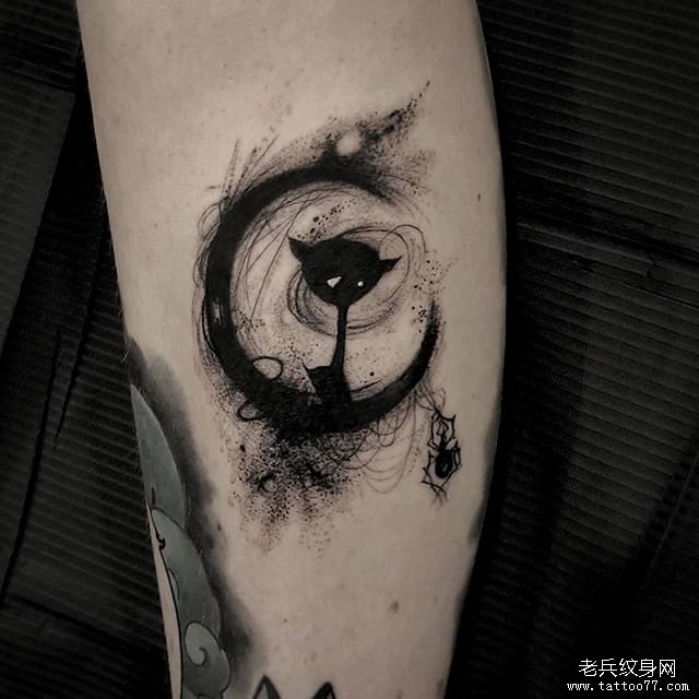 暗黑月亮猫咪纹身