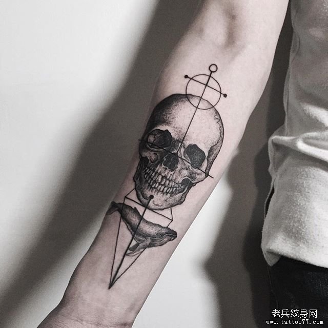 骷髅鲸鱼纹身图案