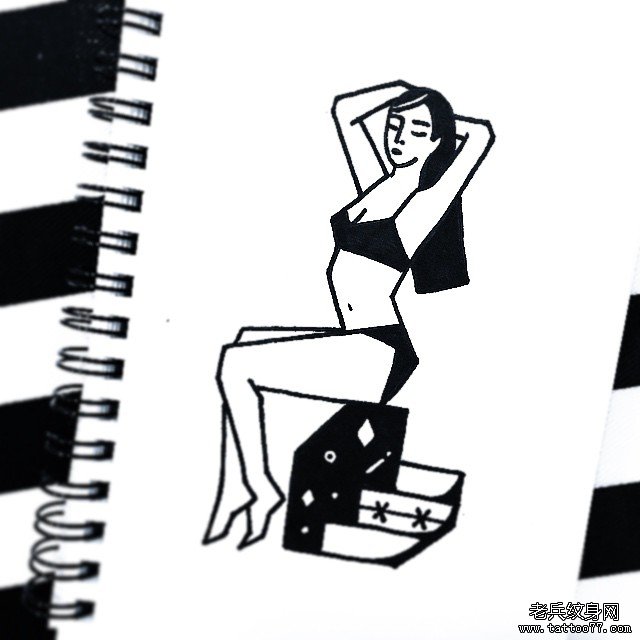 几何女郎纹身手稿