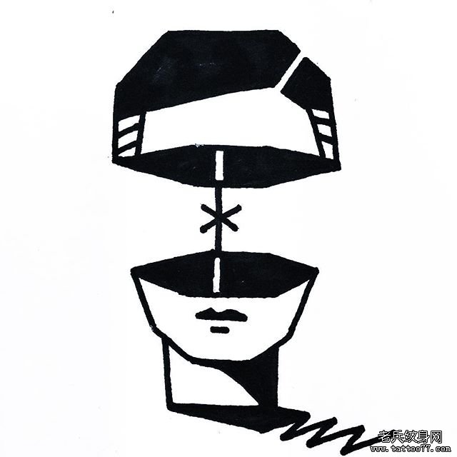 几何人头纹身手稿