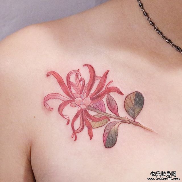 锁骨个性彩色花卉